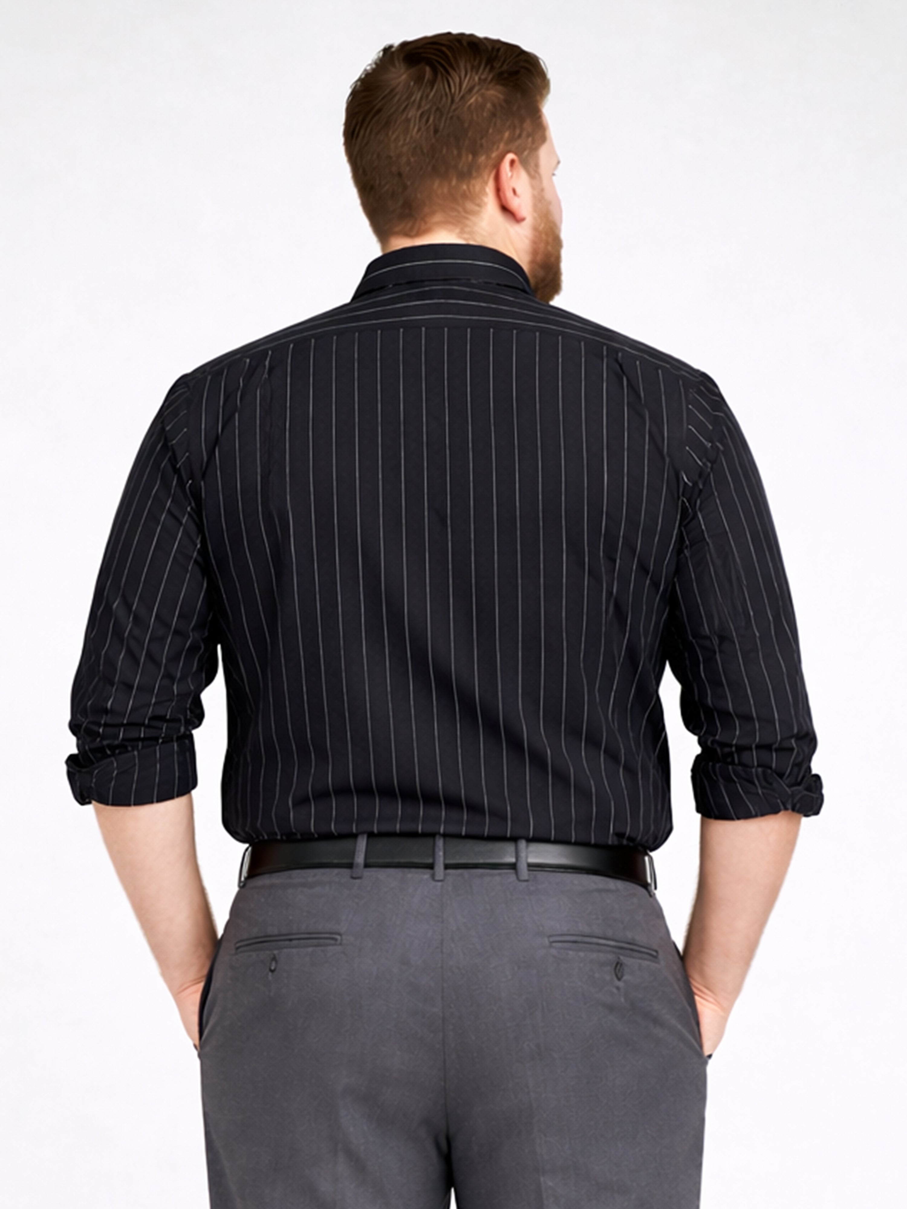 Black Stripped Casual Full Hands Shirt
