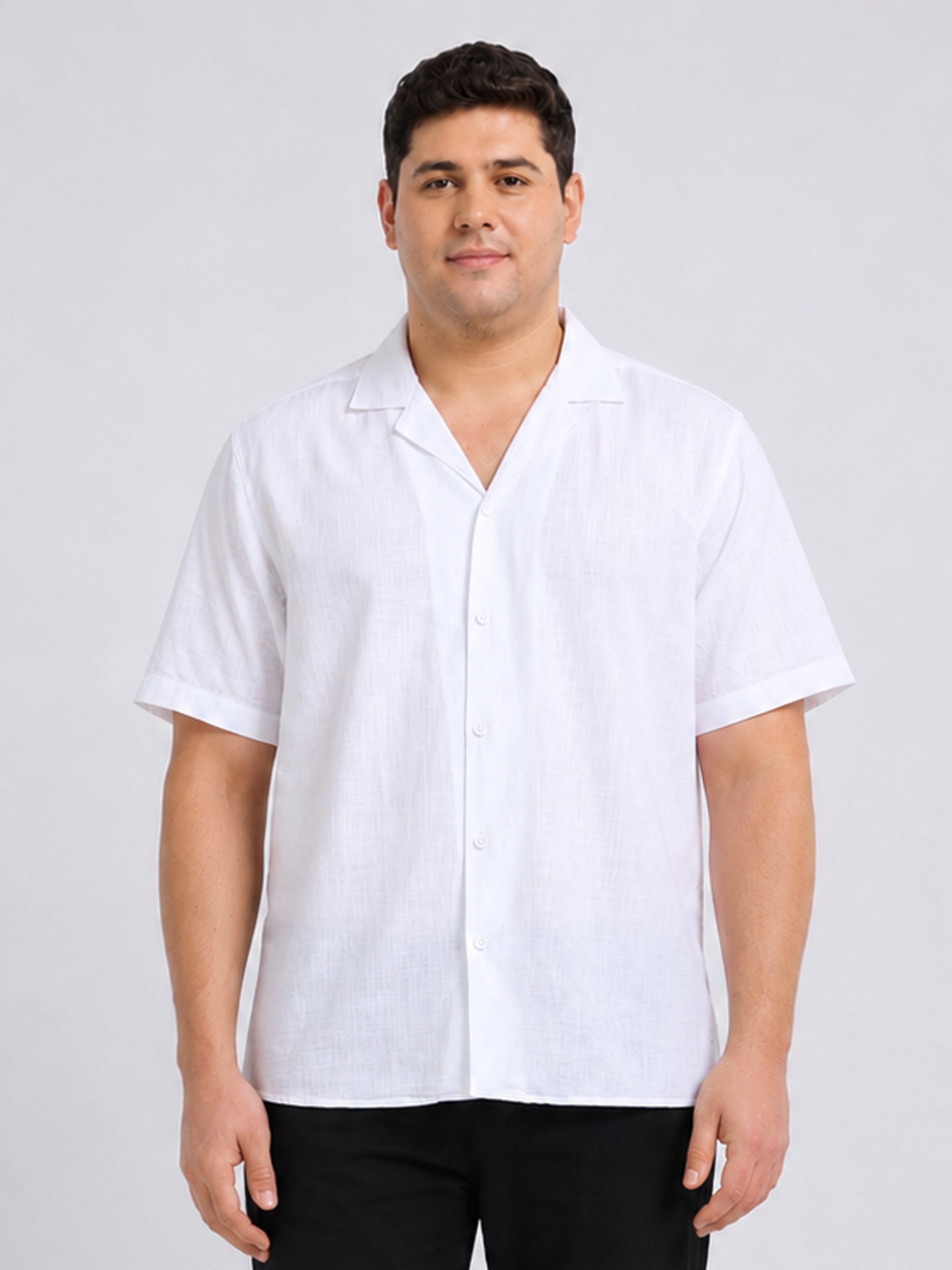 White Linen Cubban Collar Shirt
