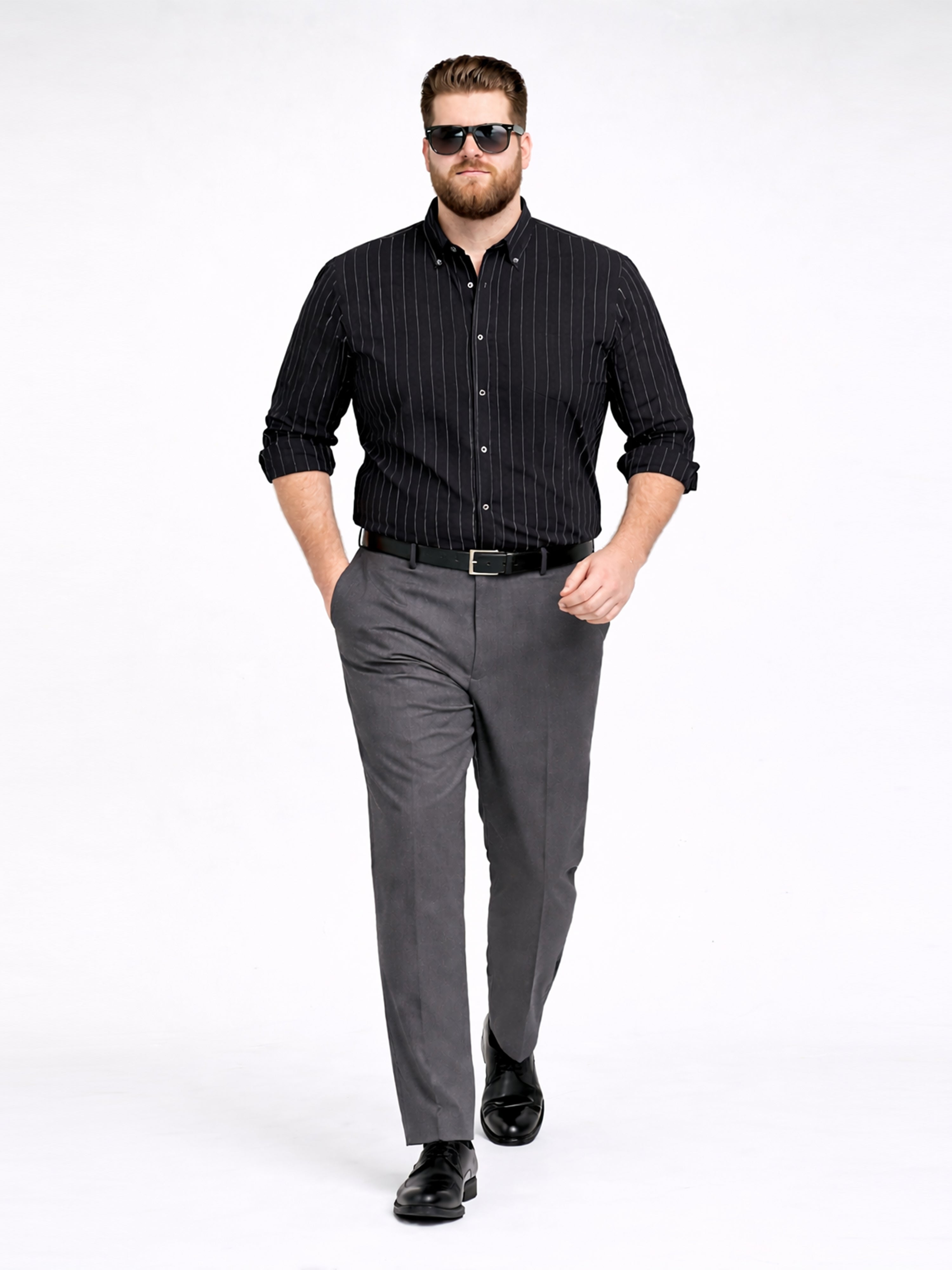 Black Stripped Casual Full Hands Shirt