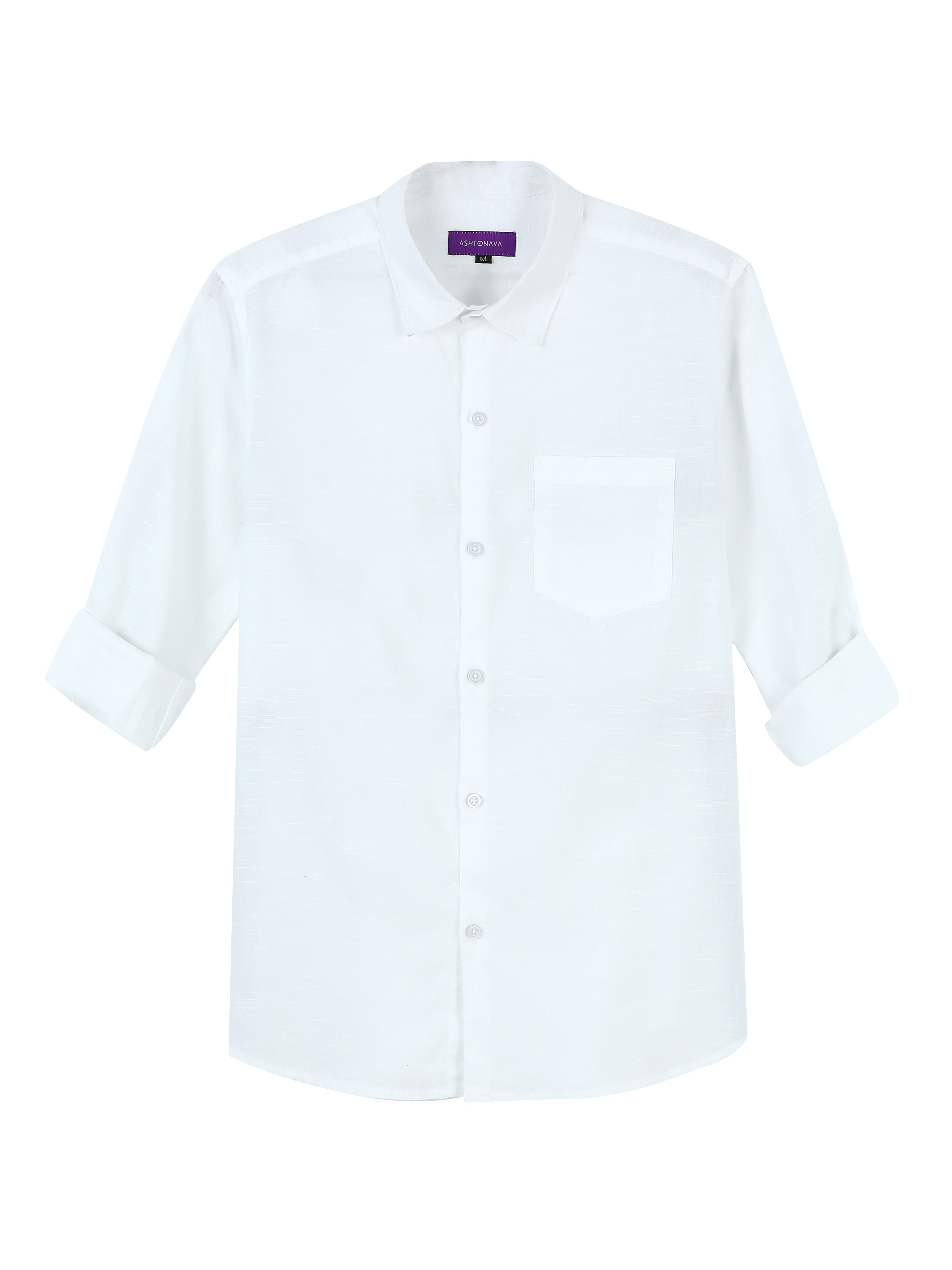 Classic White Cotton-Lenin Shirt