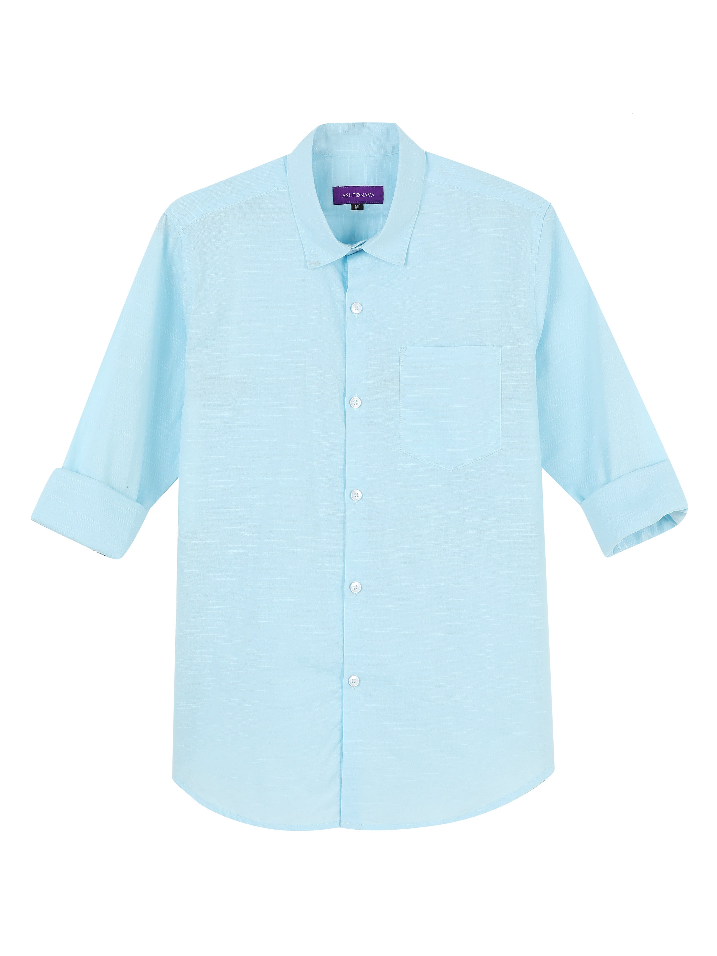 Eton Blue Classic Cotton-Lenin Shirt