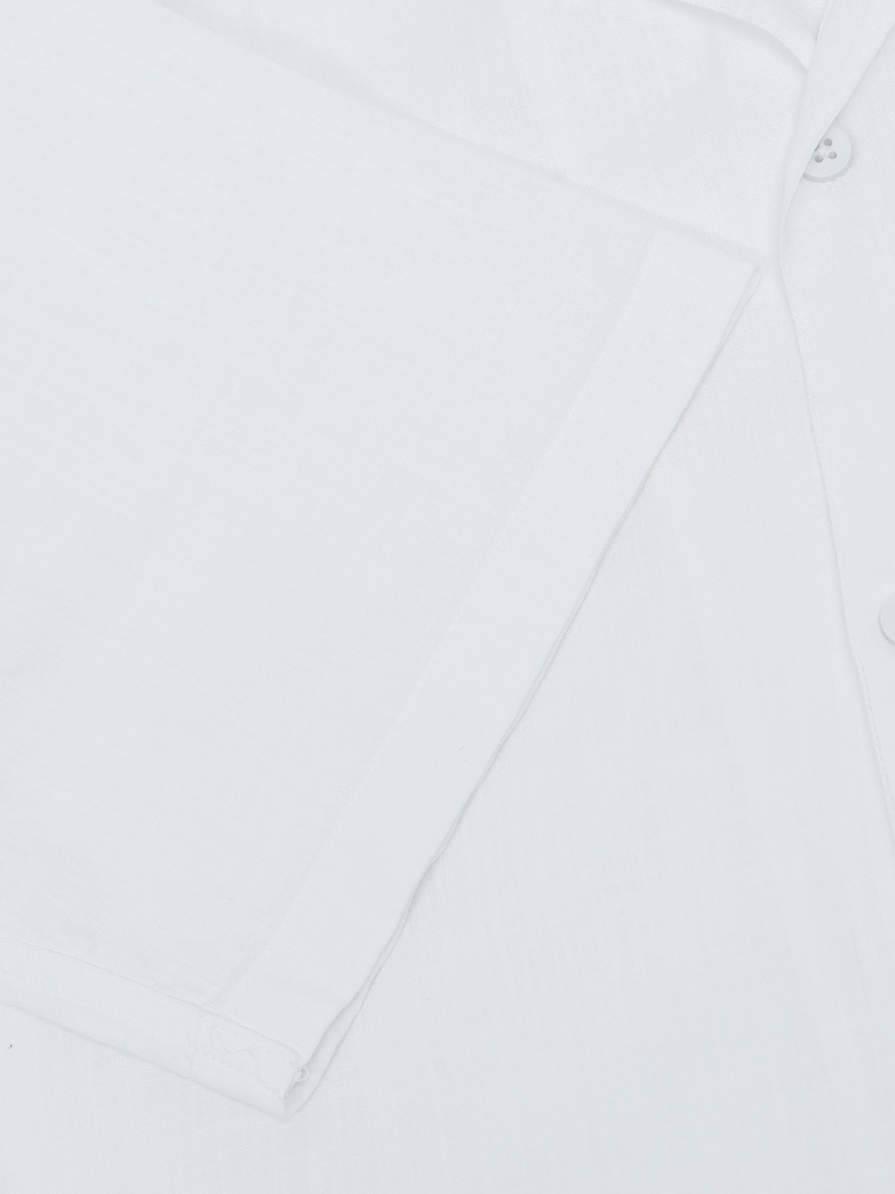 White Linen Cubban Collar Shirt