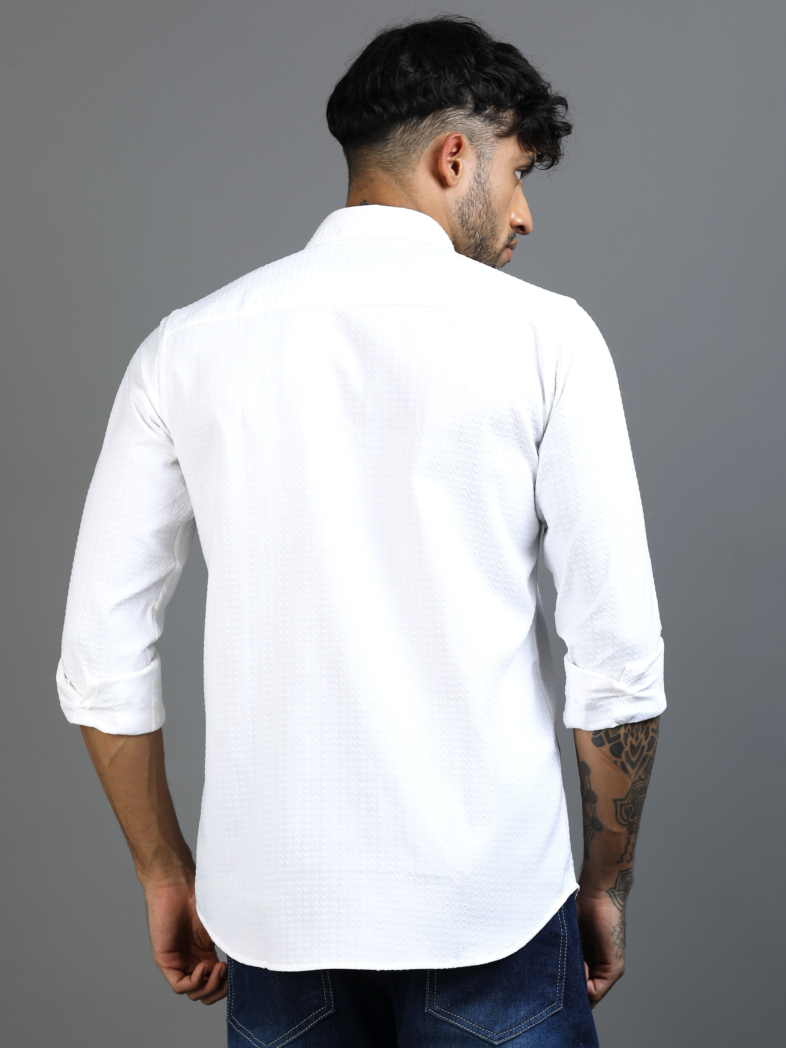Clear White Waffle Textured Shirt