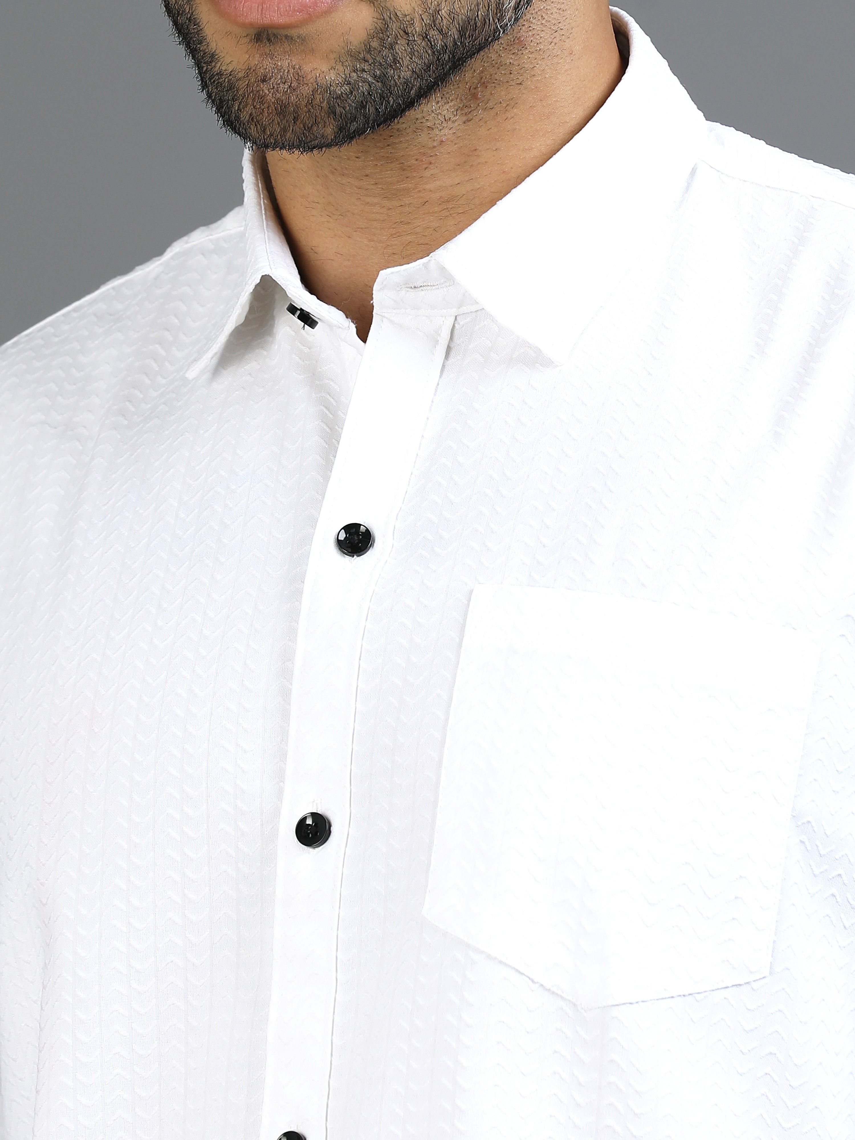 Clear White Waffle Textured Shirt