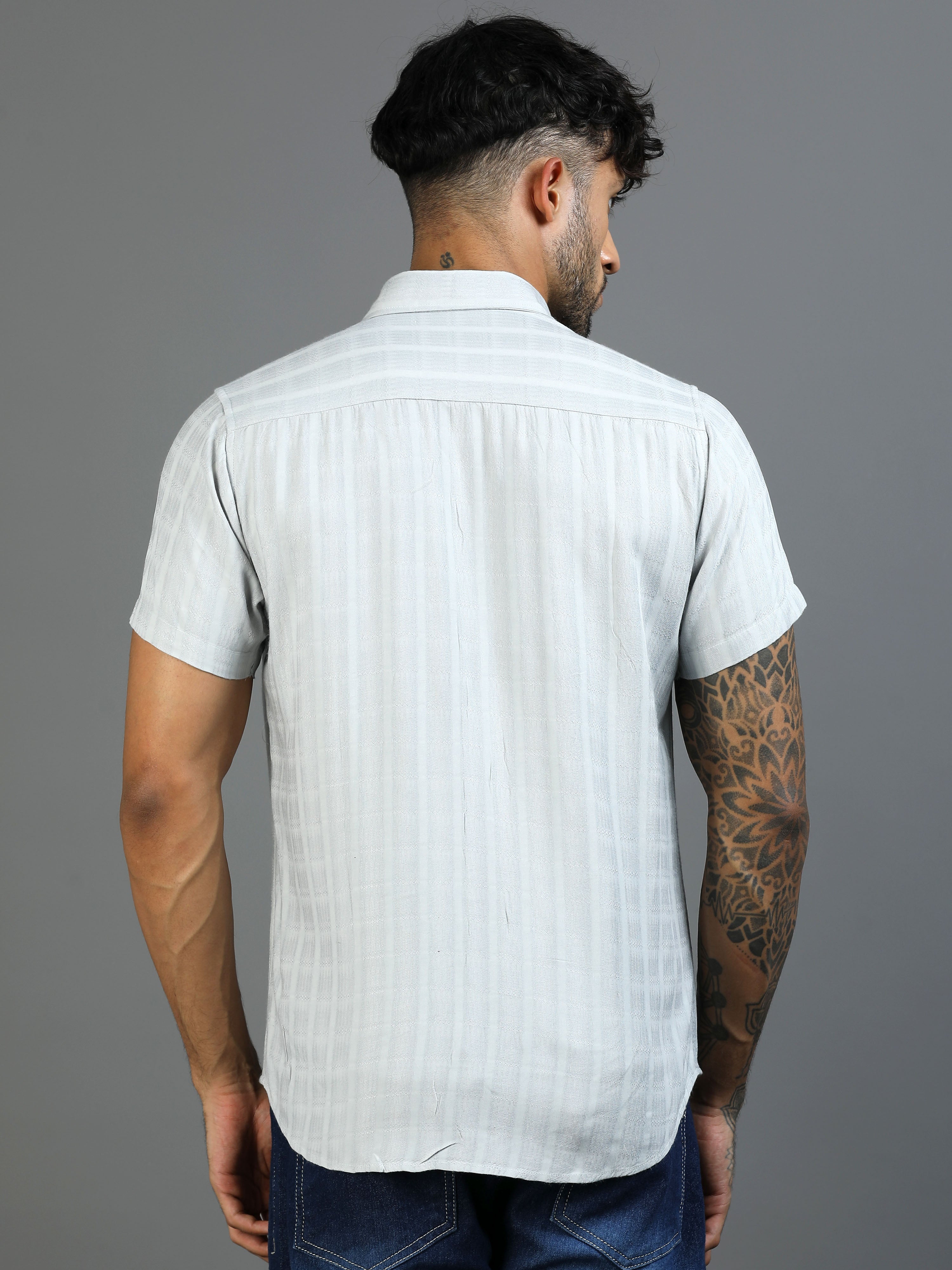 Rainstorm Blue Cotton Lycra Shirt