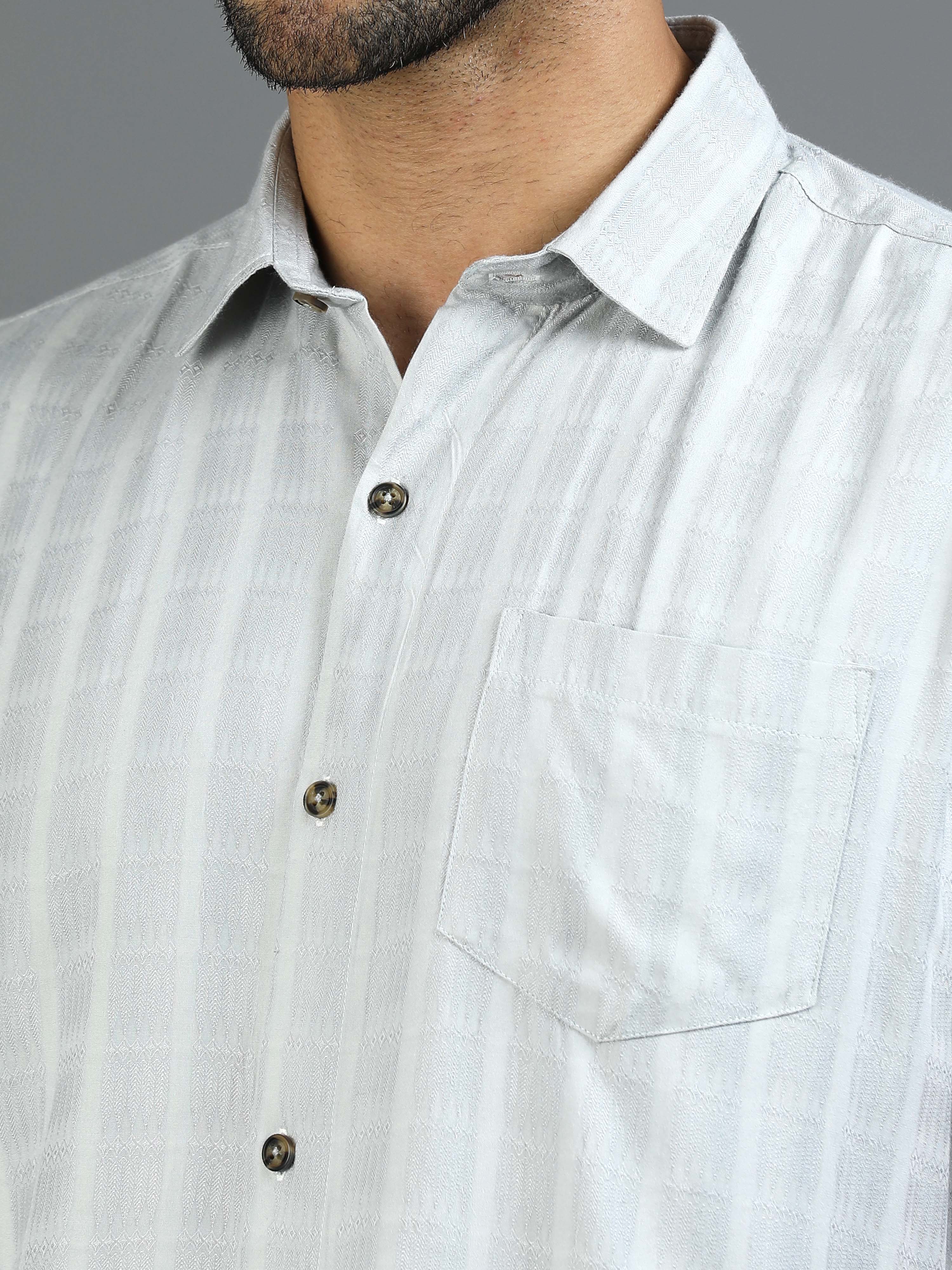 Rainstorm Blue Cotton Lycra Shirt