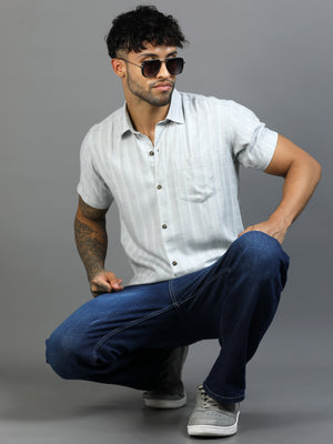 Rainstorm Blue Cotton Lycra Shirt