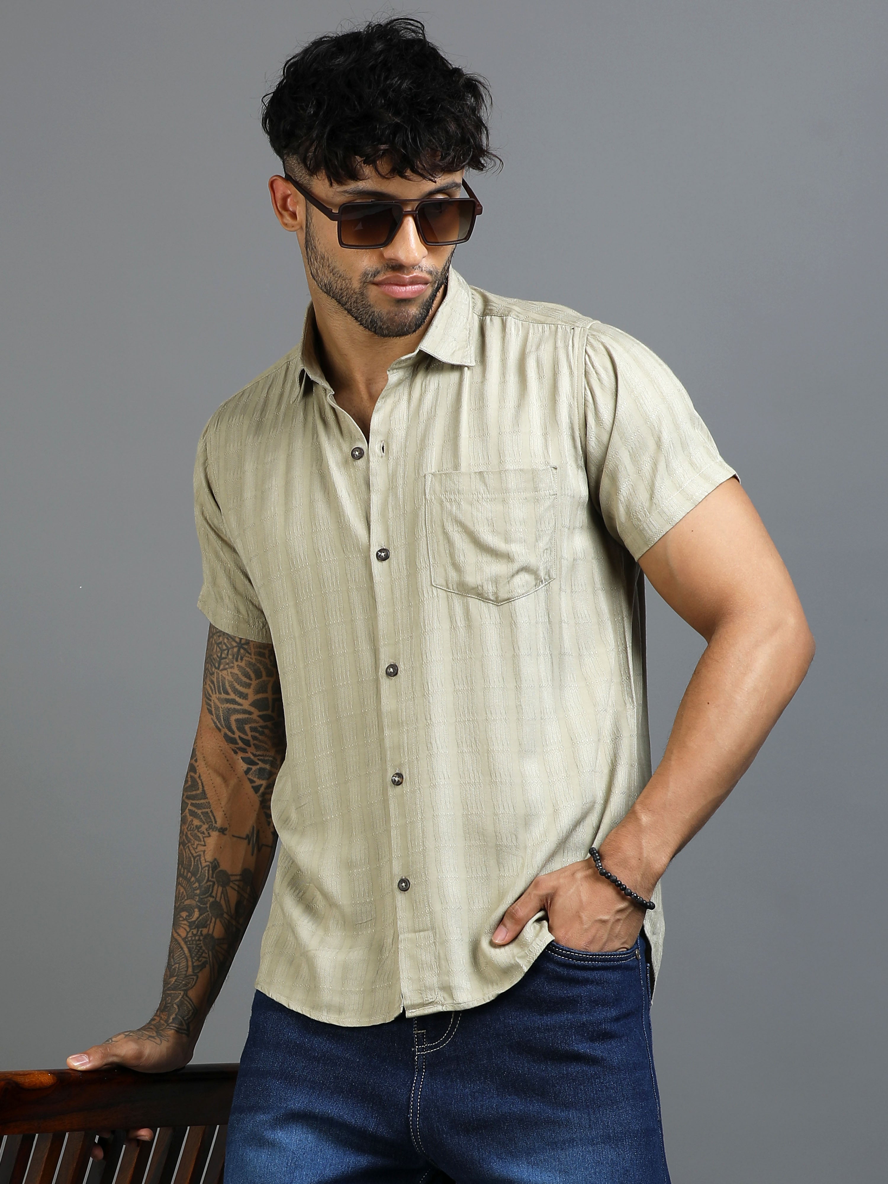 Biege Cotton Lycra Shirt