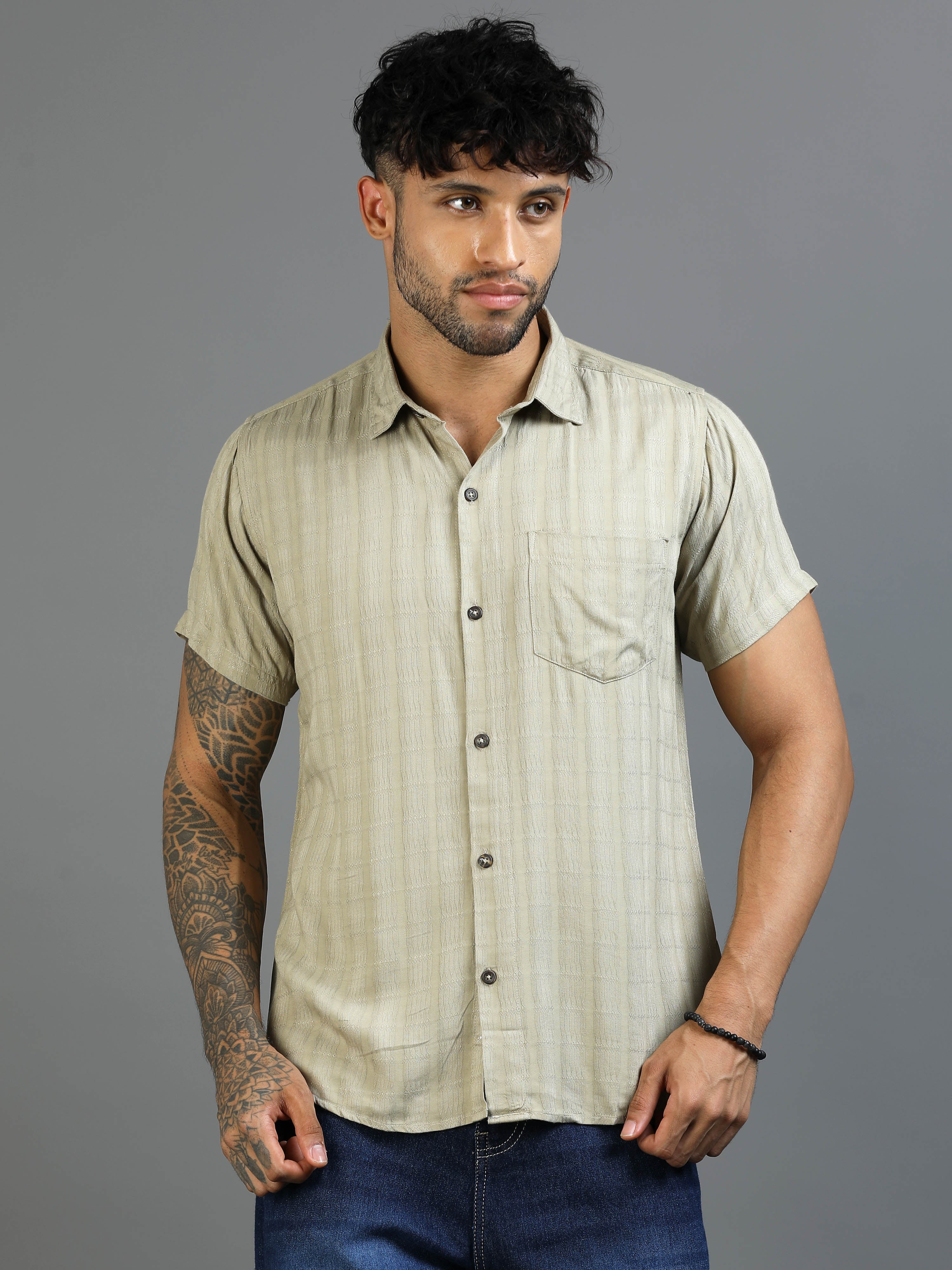 Biege Cotton Lycra Shirt