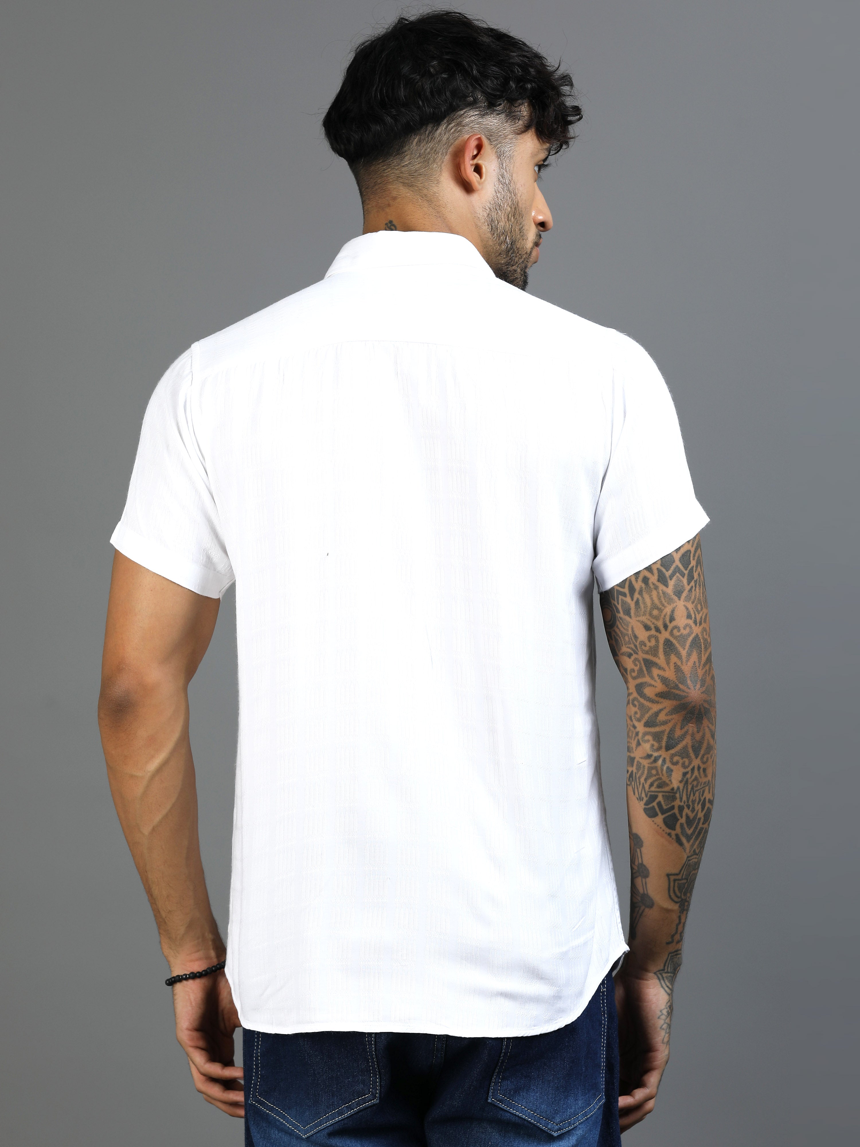 Clear White Cotton Lycra Shirt