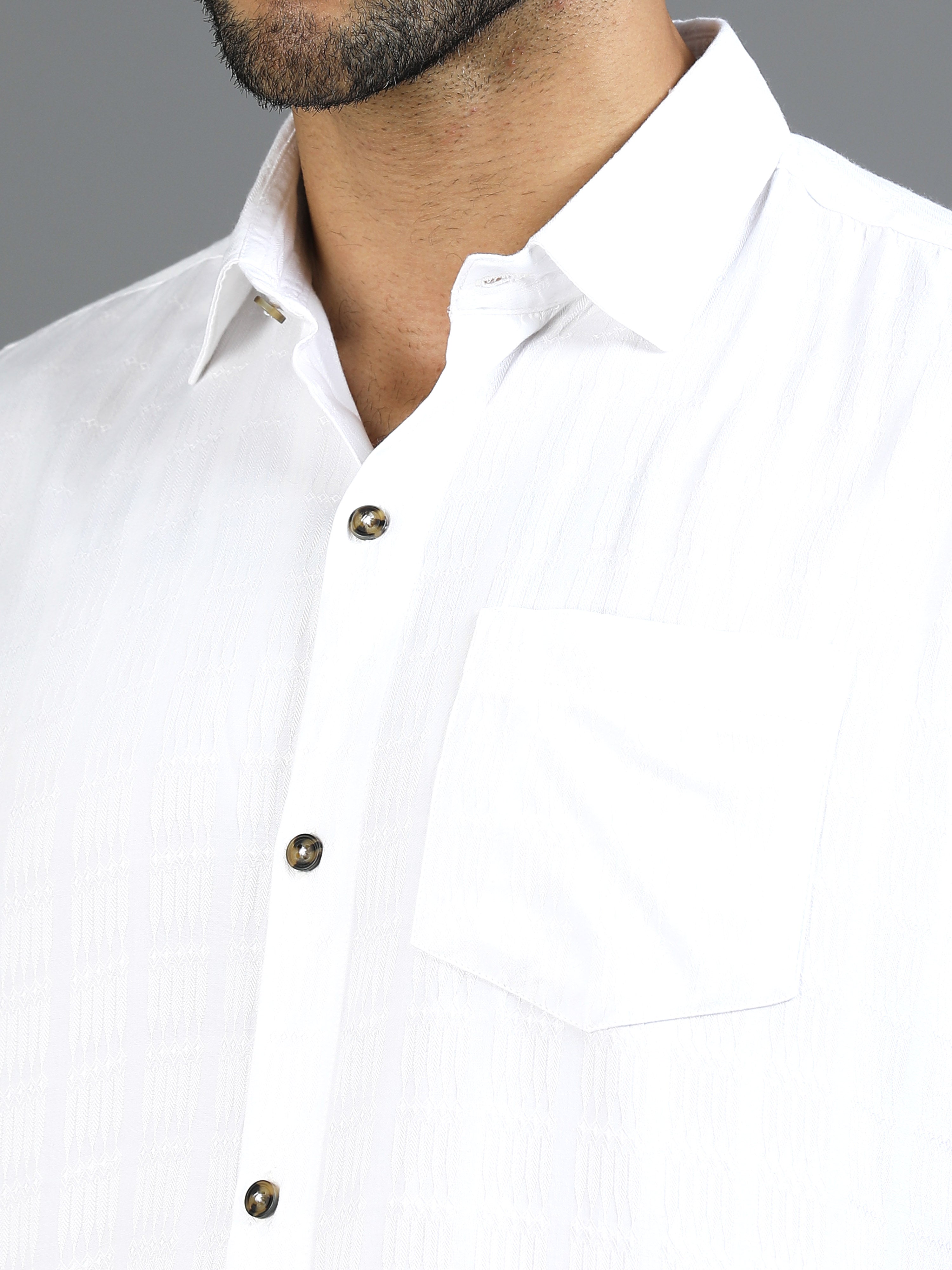 Clear White Cotton Lycra Shirt