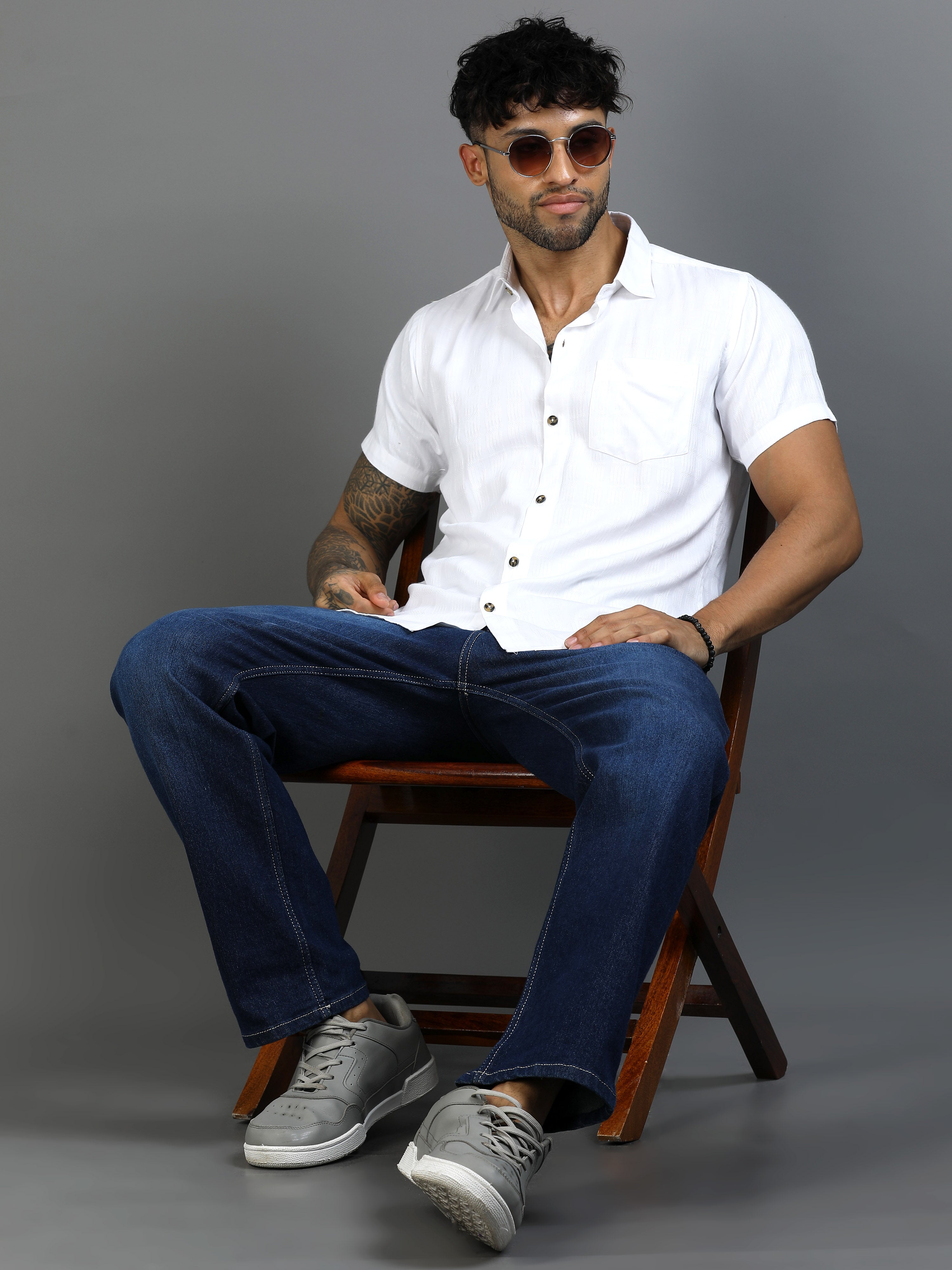 Clear White Cotton Lycra Shirt