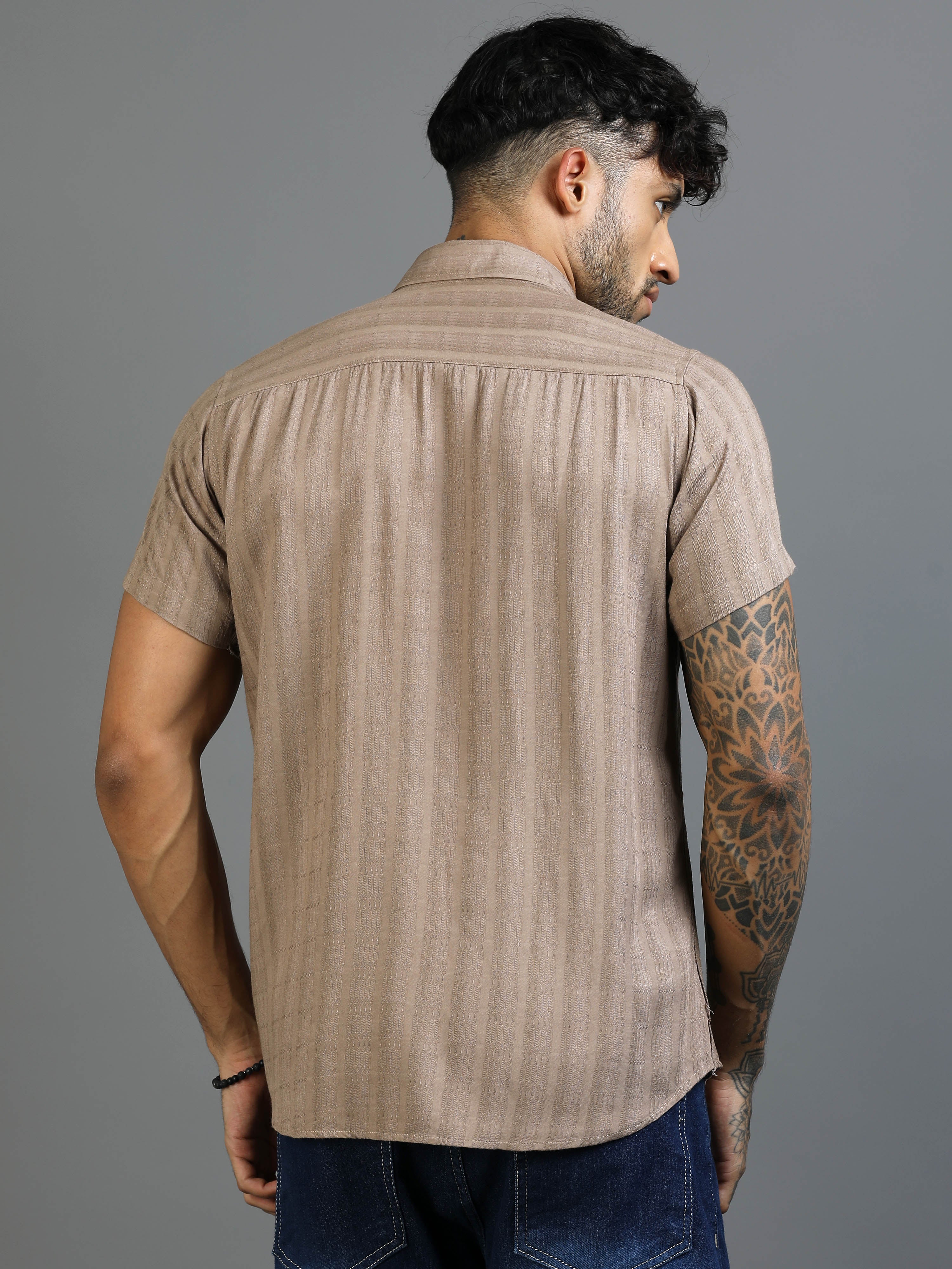 Tawny Brown Cotton Lycra Shirt