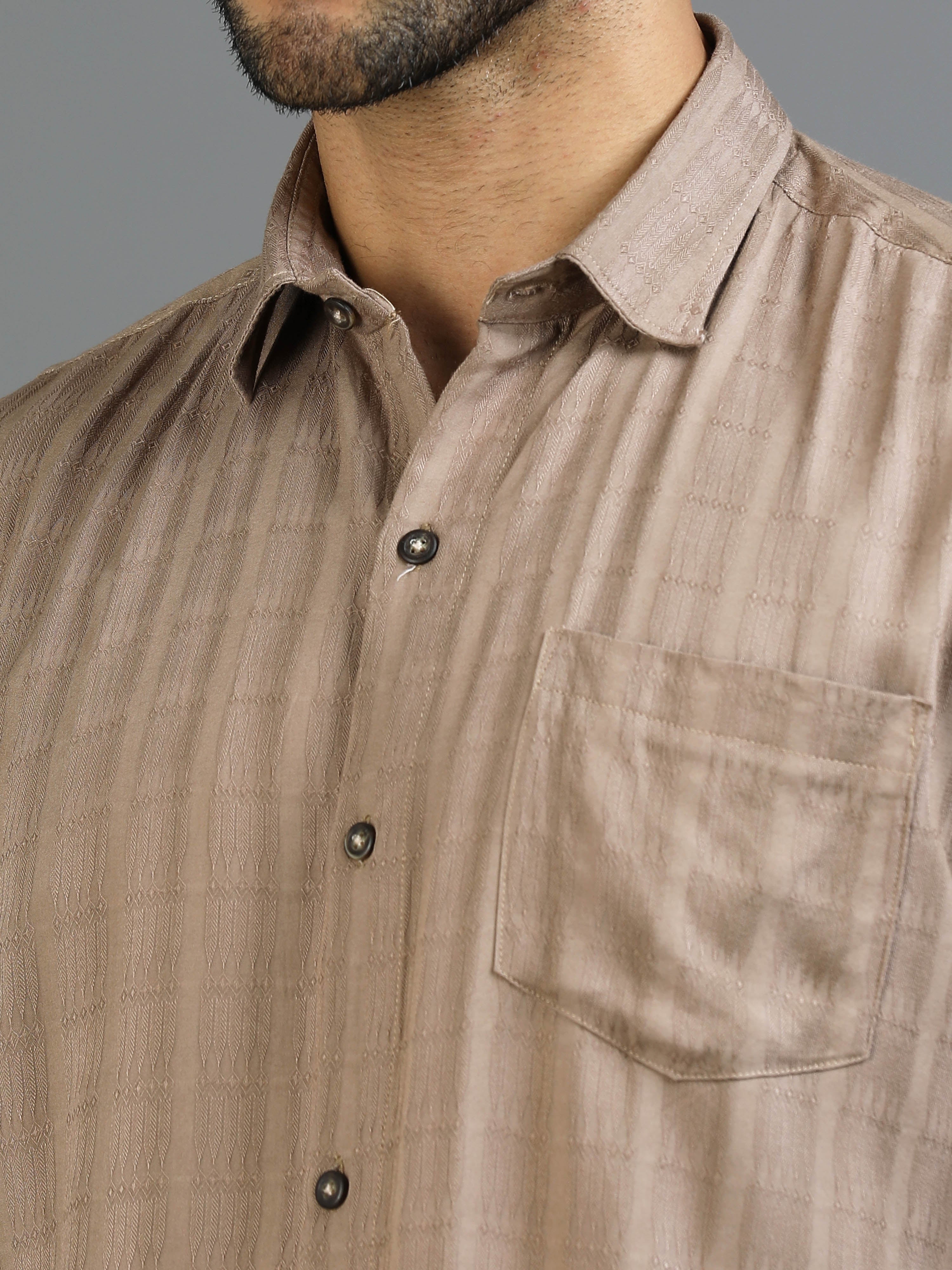Tawny Brown Cotton Lycra Shirt