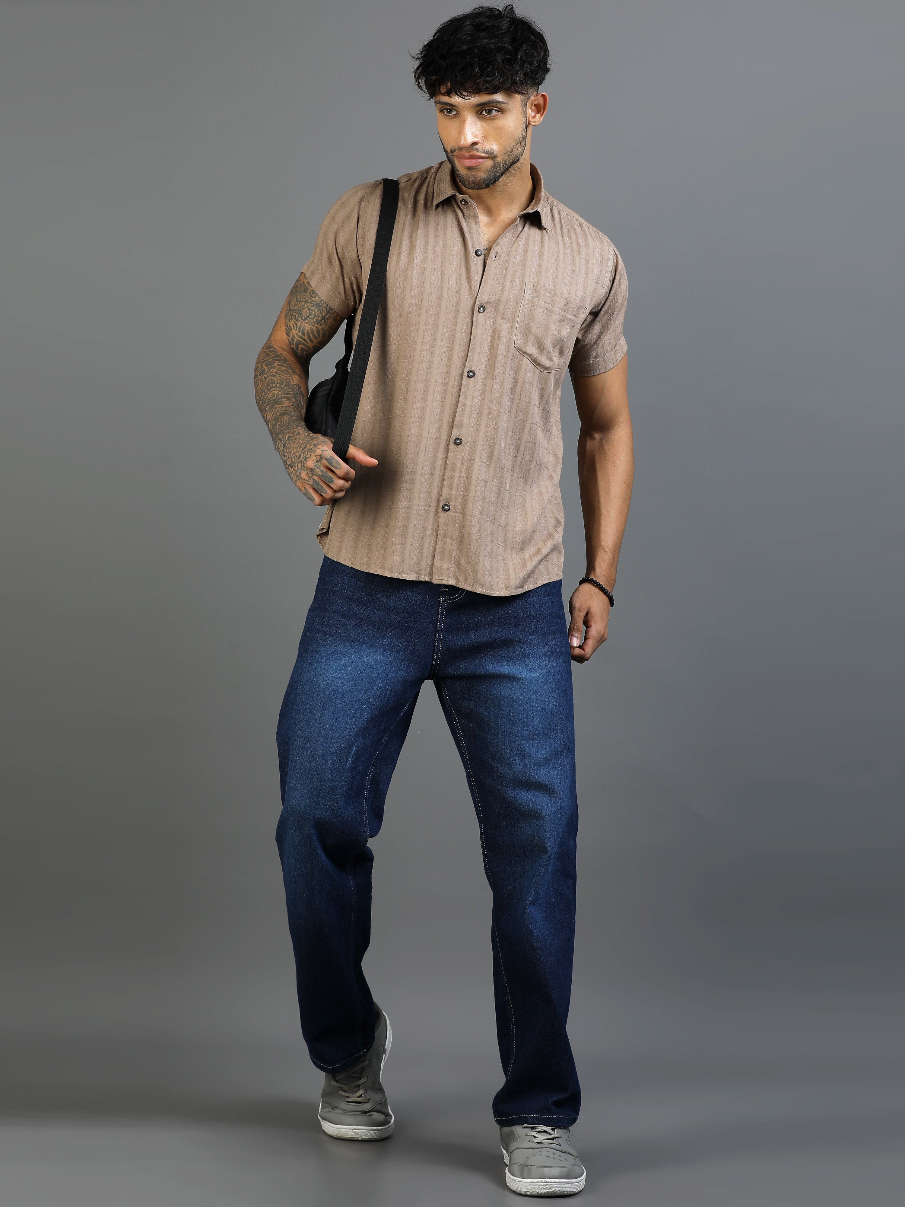 Tawny Brown Cotton Lycra Shirt