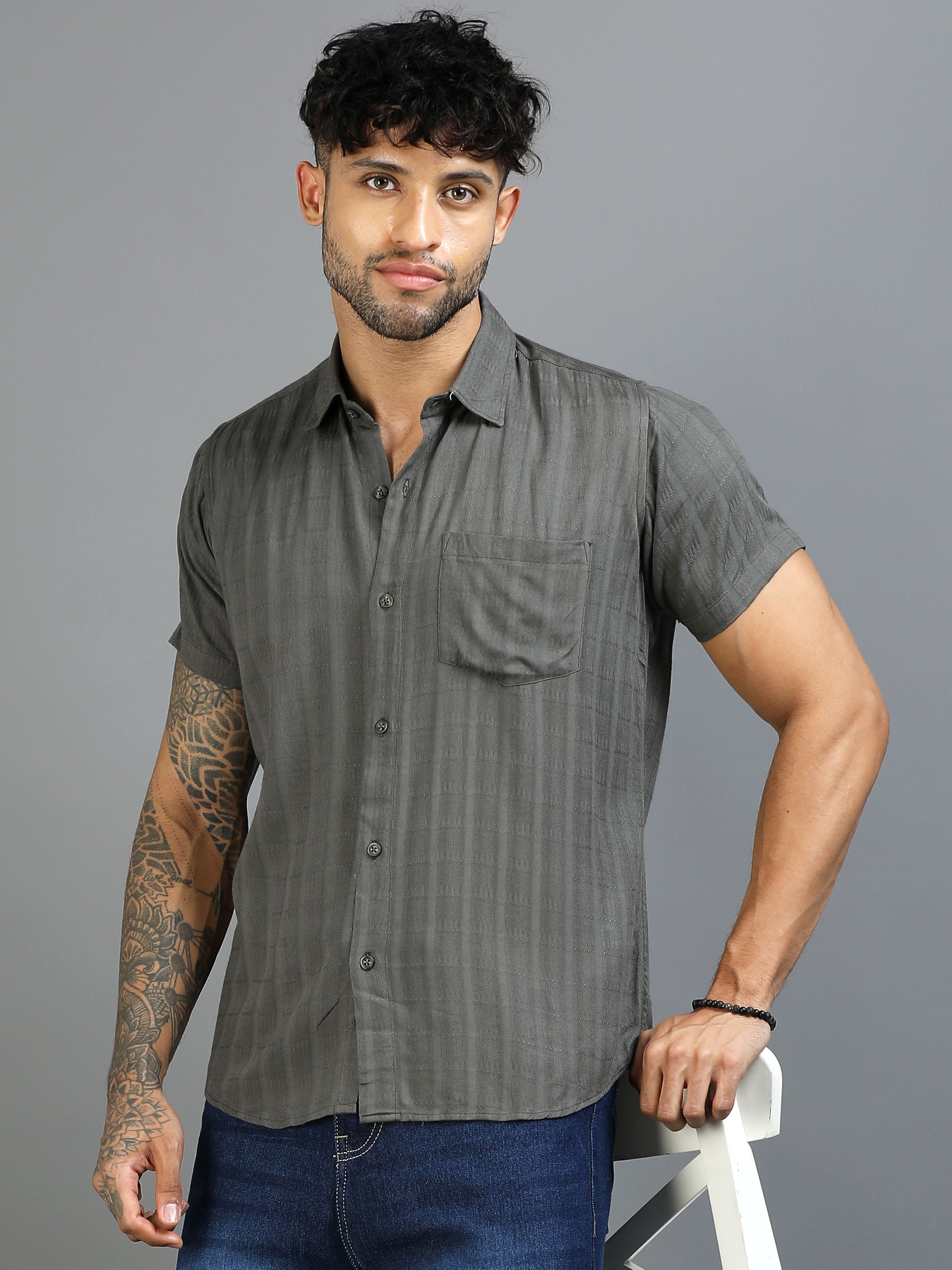 Jade Green Cotton Lycra Shirt