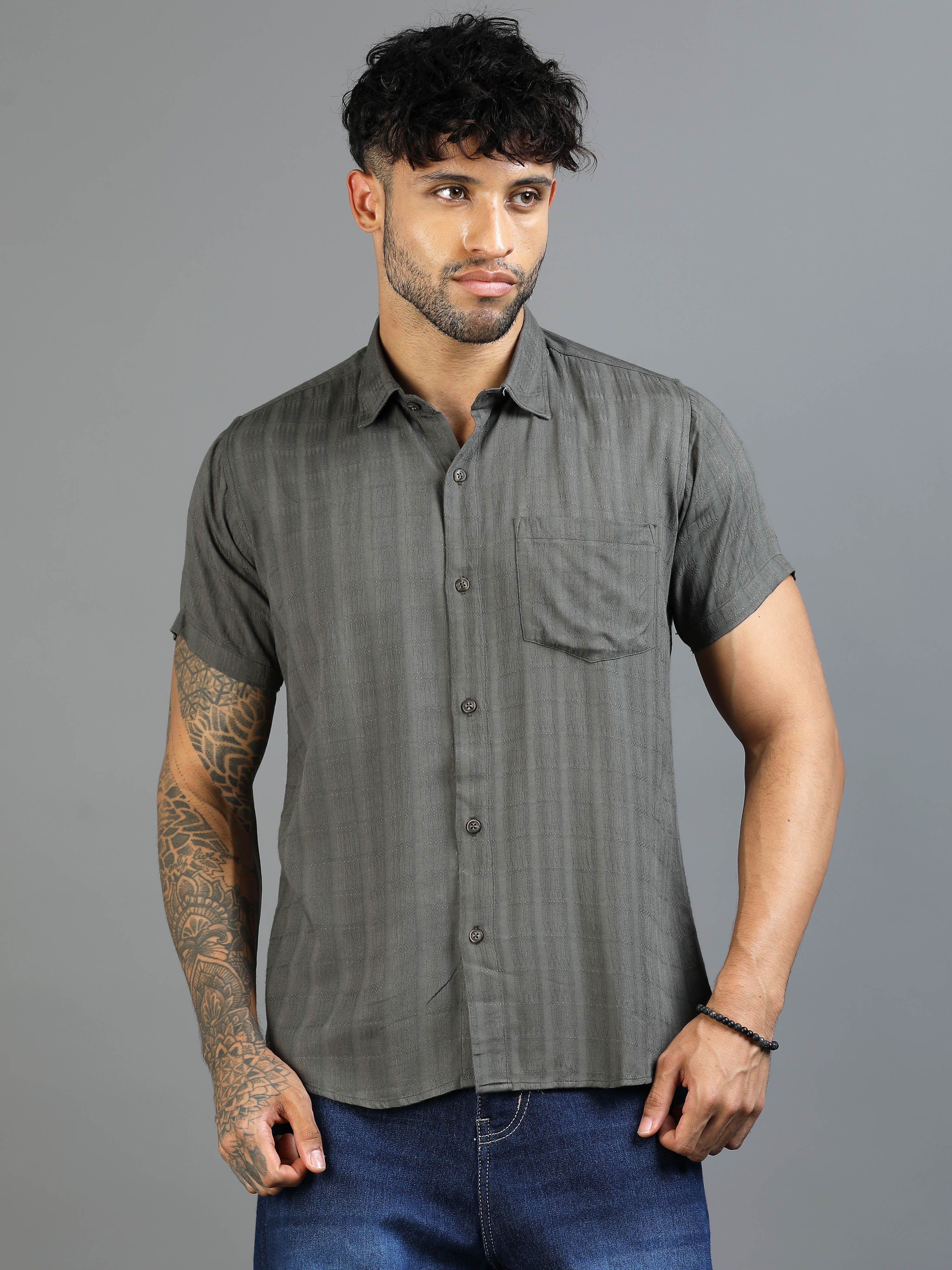 Jade Green Cotton Lycra Shirt