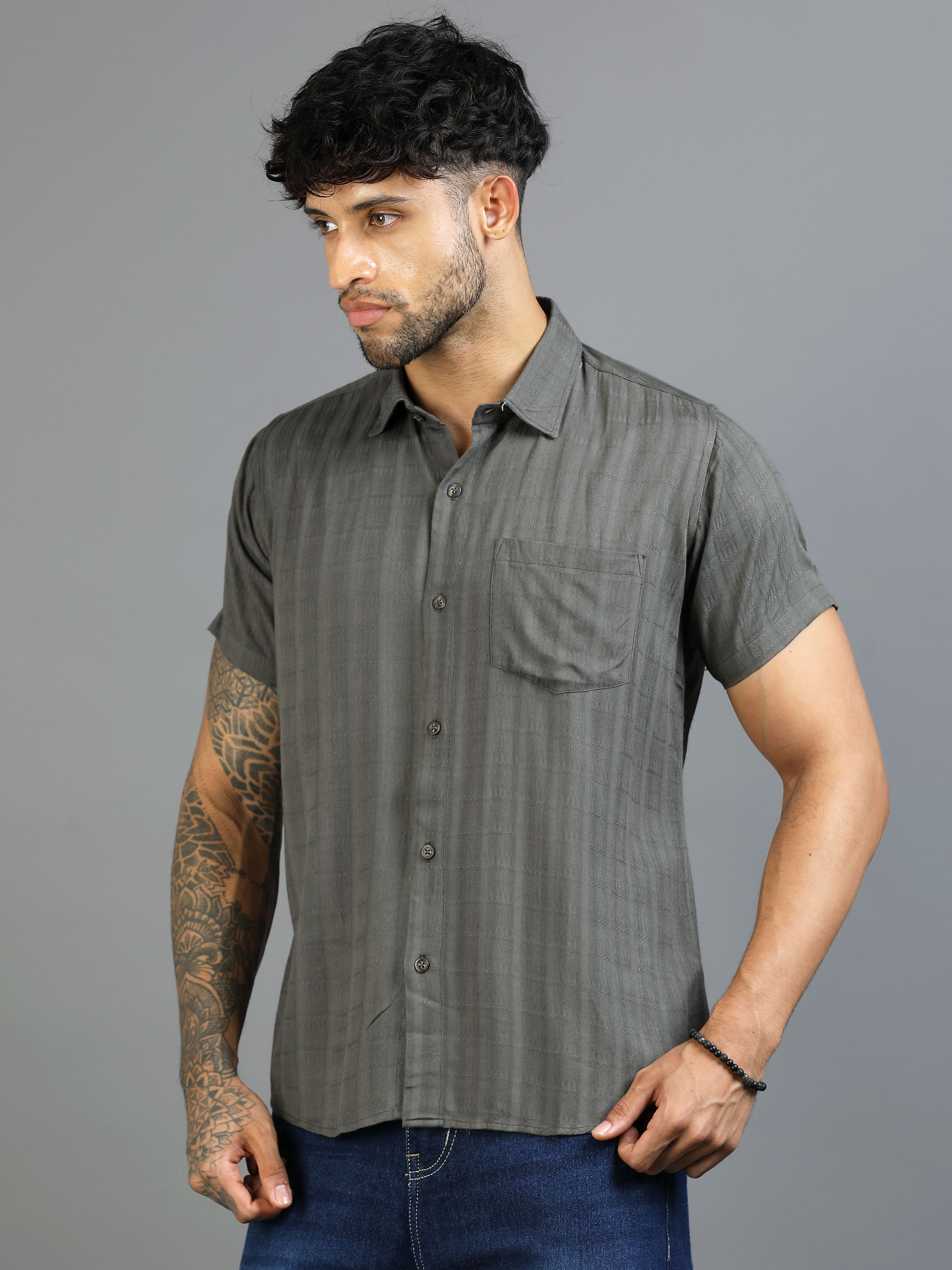 Jade Green Cotton Lycra Shirt