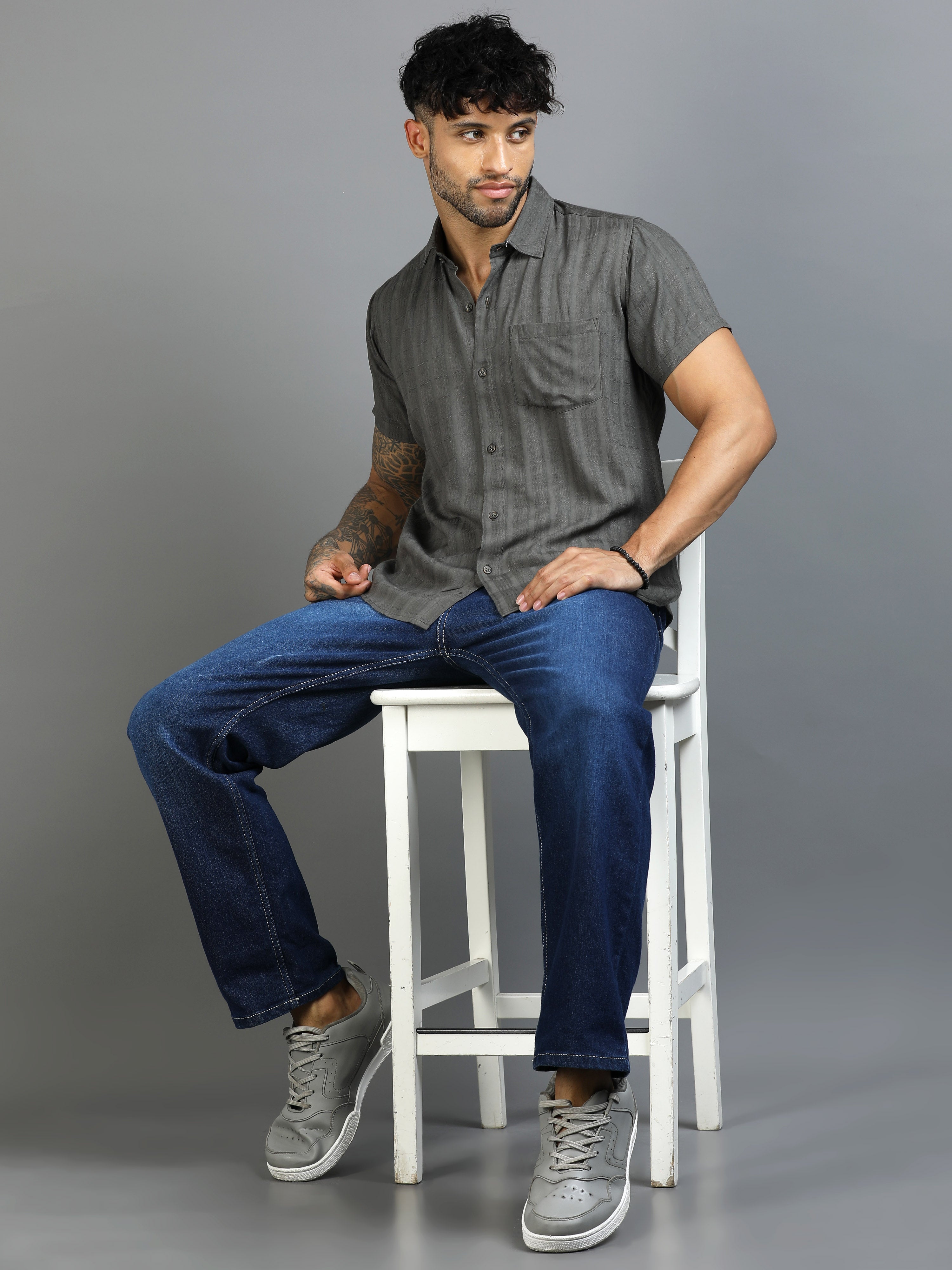 Jade Green Cotton Lycra Shirt