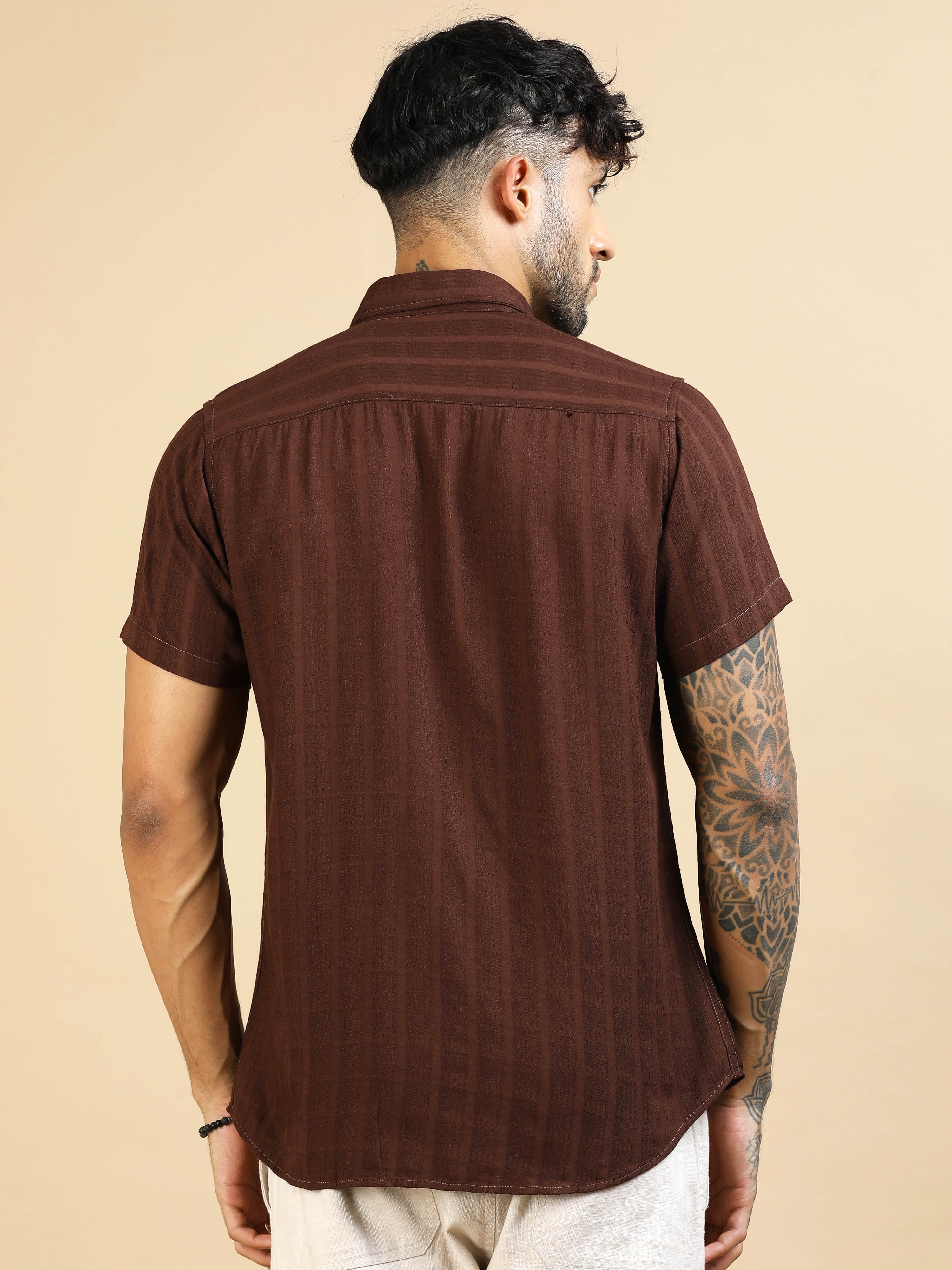 Umber Brown Cotton Lycra Shirt