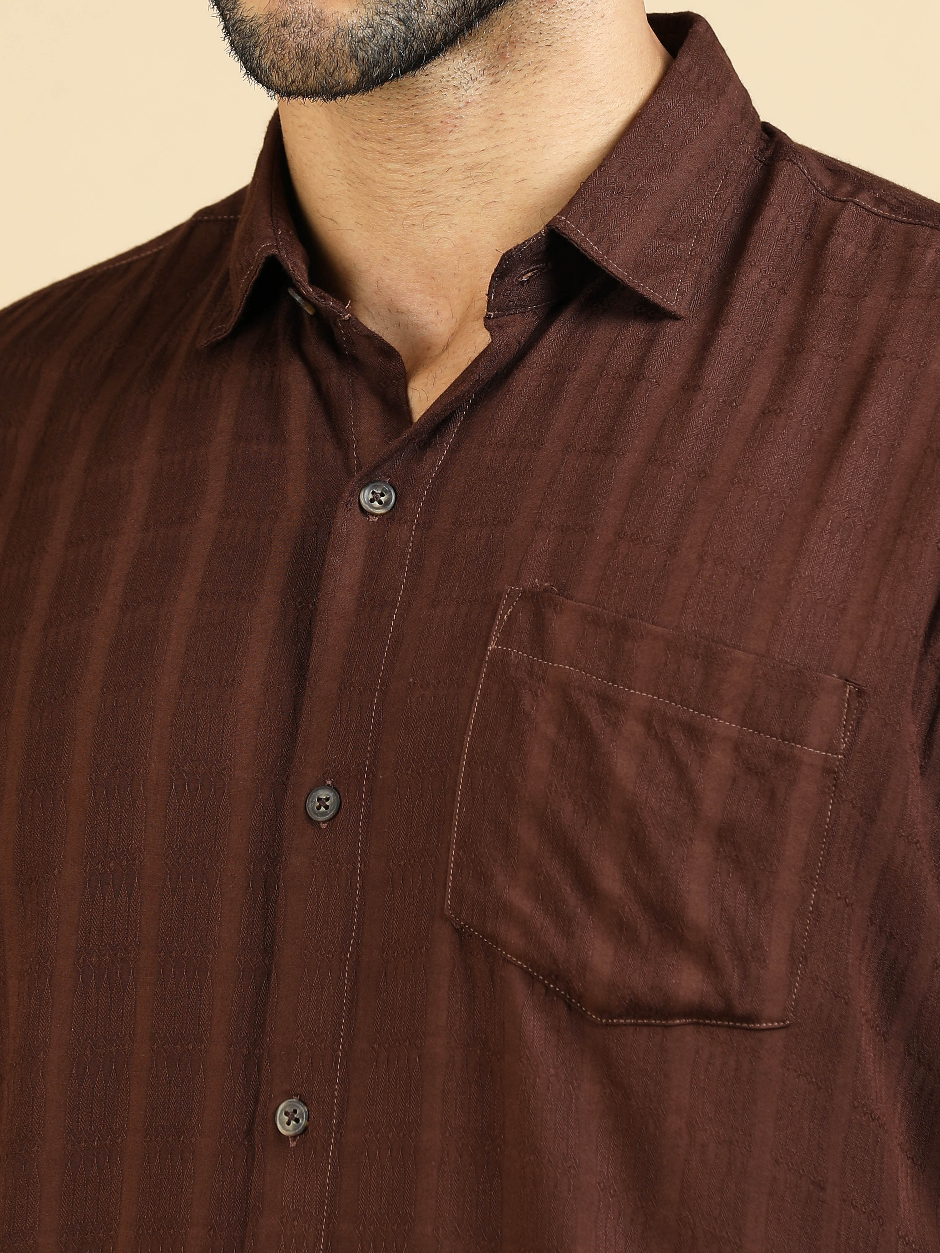 Umber Brown Cotton Lycra Shirt