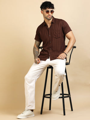 Umber Brown Cotton Lycra Shirt