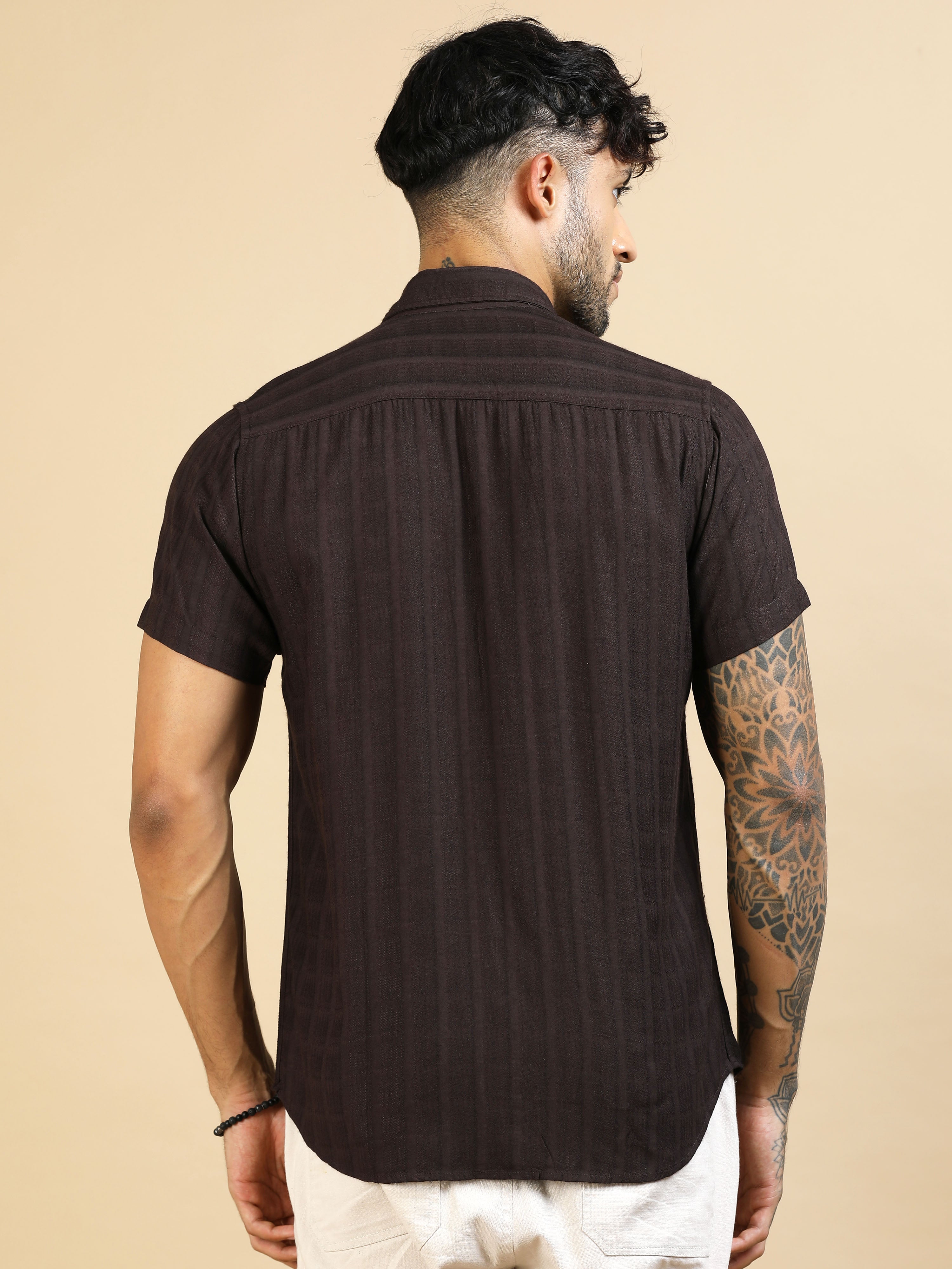 Hazelnut Brown Cotton Lycra Shirt