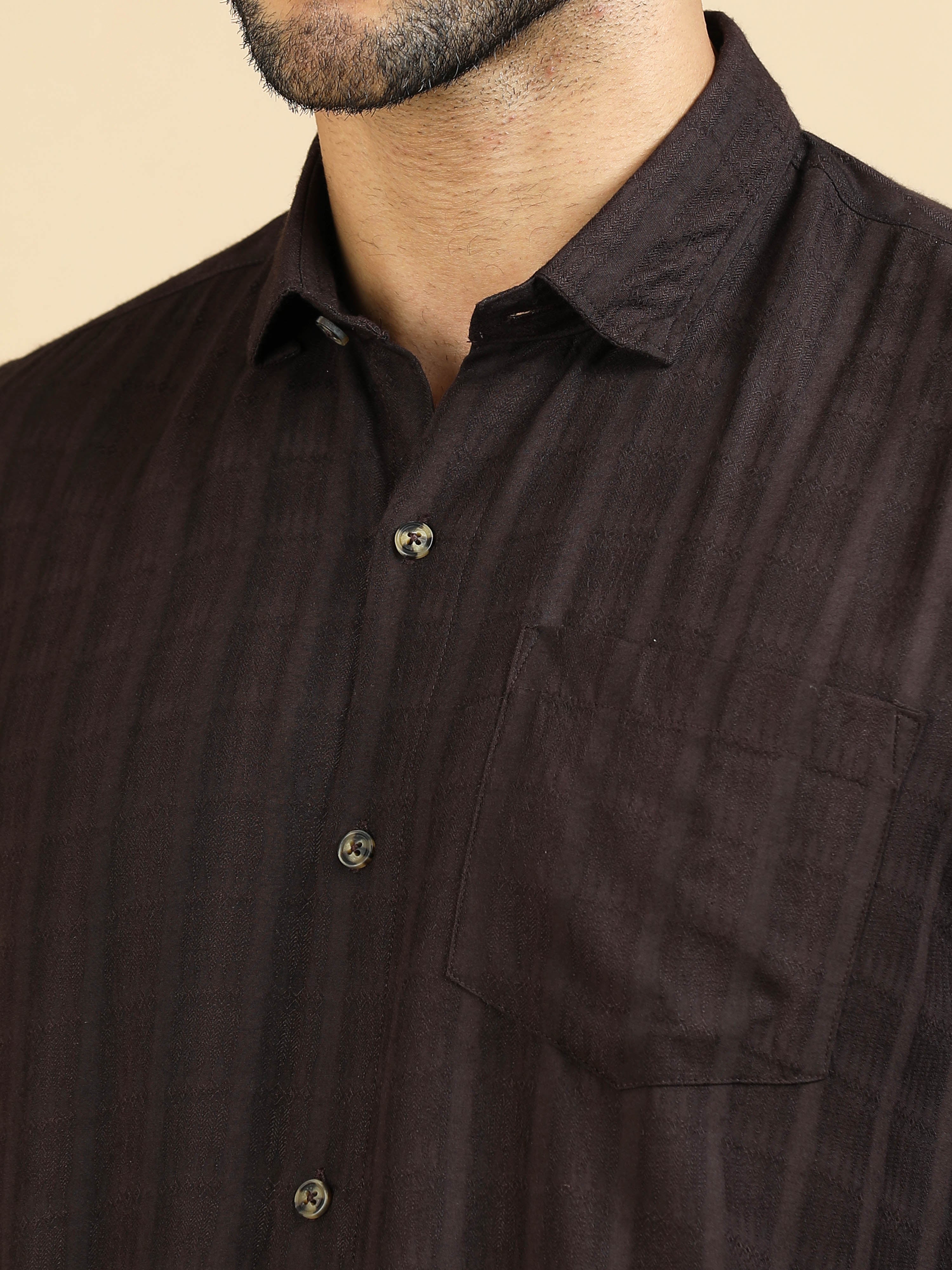 Hazelnut Brown Cotton Lycra Shirt