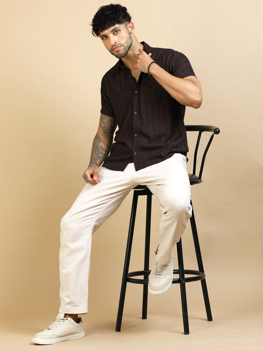 Hazelnut Brown Cotton Lycra Shirt