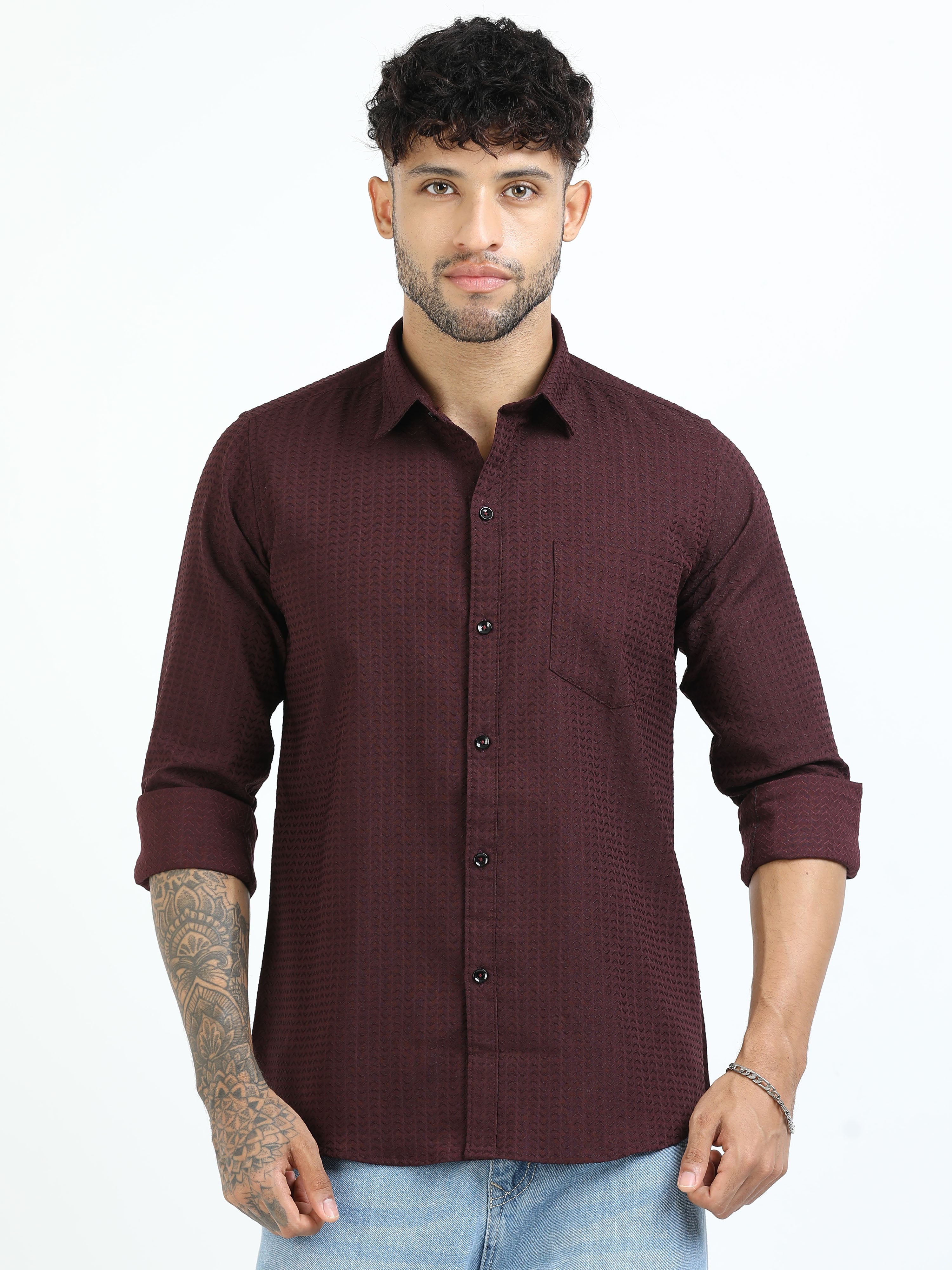 Ultra Violet Waffle Textured Shirt